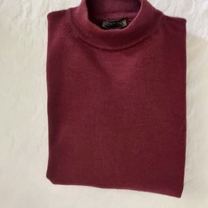 True Burgundy 100% Merino Wool  Sweater Made in Italy by Cortina: Men's.